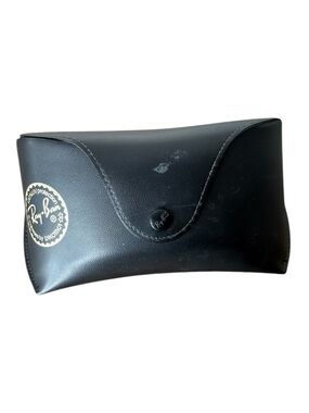RAY-BAN Large Black Leather Eyewear Case Classic Sunglasses Snap Belt Loop